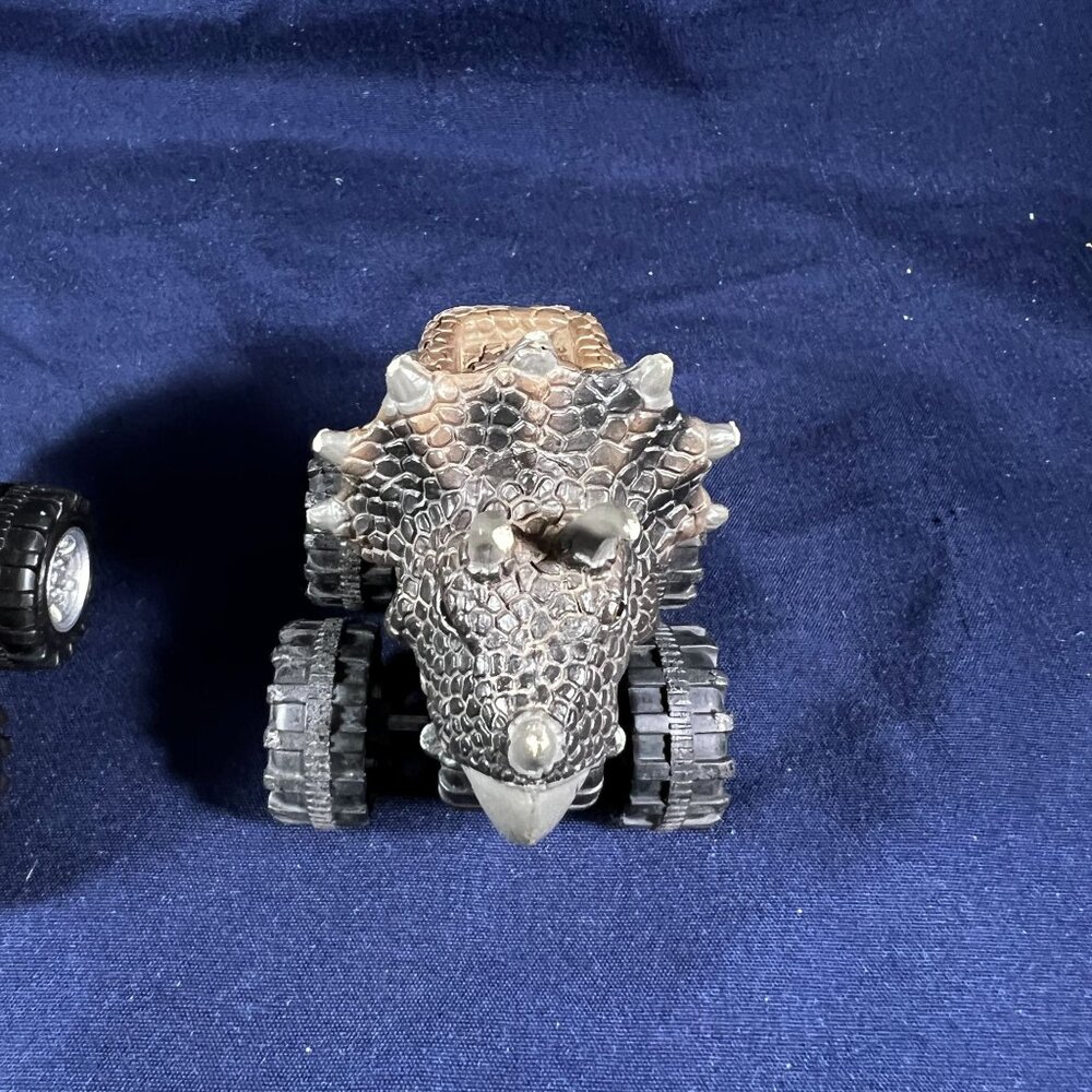 Lot Of 3 Mini Dino Monster Trucks With Spiked & Textured Designs On Large Tires - Picture 3 of 5